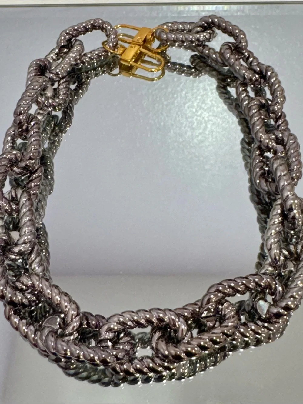 New Braided Gunmetal Bag Chain 18 inches with gold hardware (can be changed)